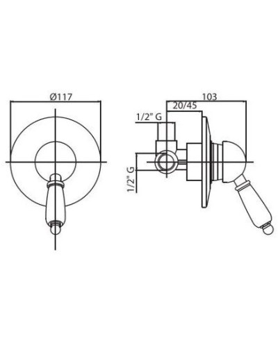 Смеситель для душа Caprigo Adria Uno 02-050-crm