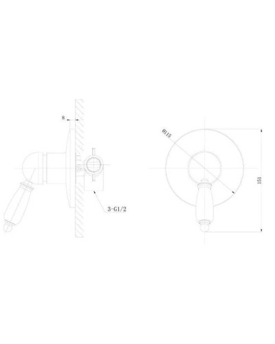 Смеситель для душа Caprigo Adria Uno Metal Edition 02M-550-crm