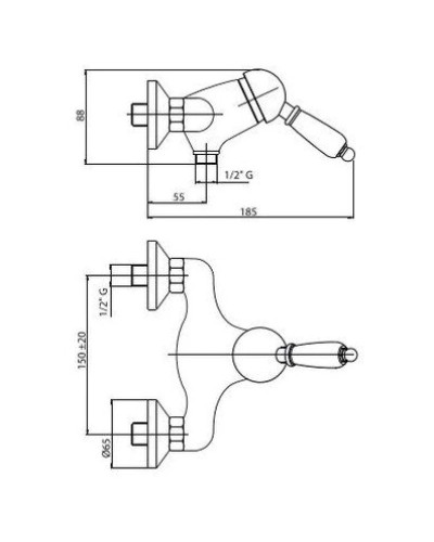 Смеситель для душа Caprigo Adria Uno 02-016-vot