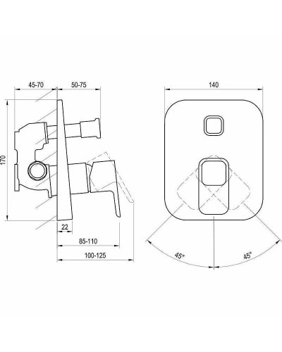 Смеситель для душа Ravak 10° TD 065.00 X070070 Хром