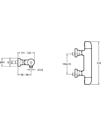 Смеситель для душа Jacob Delafon Villette E23720-CP с термостатом Хром