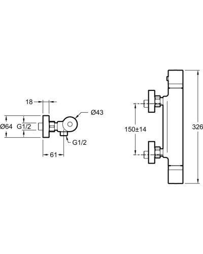 Смеситель для душа Jacob Delafon Edgar E29846-CP с термостатом Хром