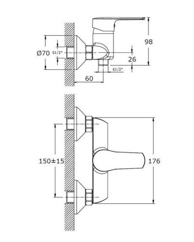 Смеситель для душа Orange Prim M42-200cr Хром