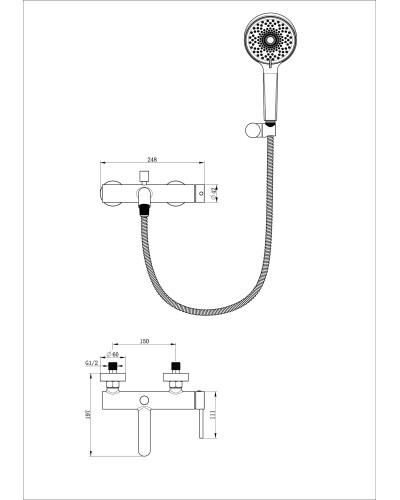 Смеситель для ванны с душем WONZON & WOGHAND, Хром (WW-88639017-CR)
