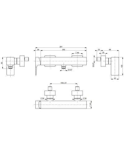 Смеситель для душа Villeroy & Boch Subway 3.0 TVS11200100076