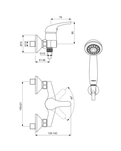 Смеситель для душа Vidima Сириус BA009AA