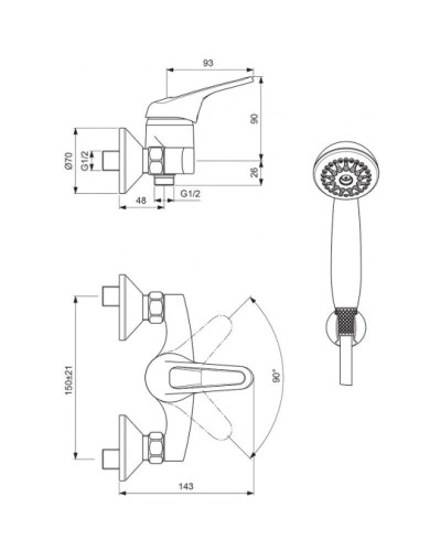 Смеситель для душа Vidima Сева М BA021AA