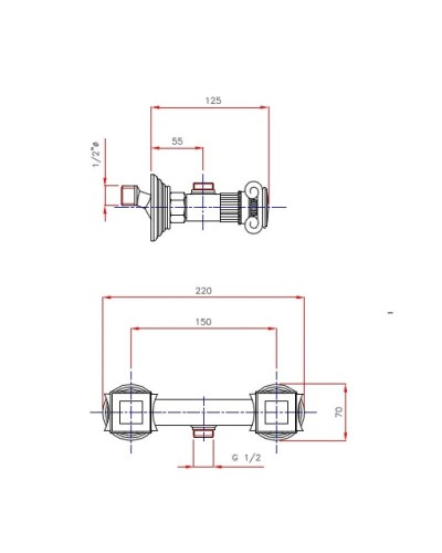 Смеситель для душа бронза, ручки металл Cezares Olimp OLIMP-DS-02-M
