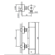 Смеситель для душа с термостатом AltroBagno Lamberto 030501 Cr