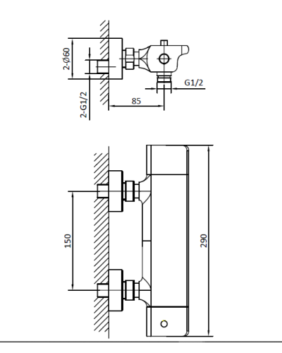 Смеситель для душа с термостатом AltroBagno Lamberto 030501 Cr