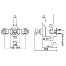 Смеситель термостатический на один выход,верхнее подключение CEZARES MARGOT-D-T-03/24-Bi