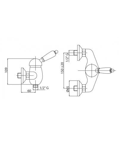 Смеситель для душа с ручным душем CEZARES ELITE-D-02-Bi