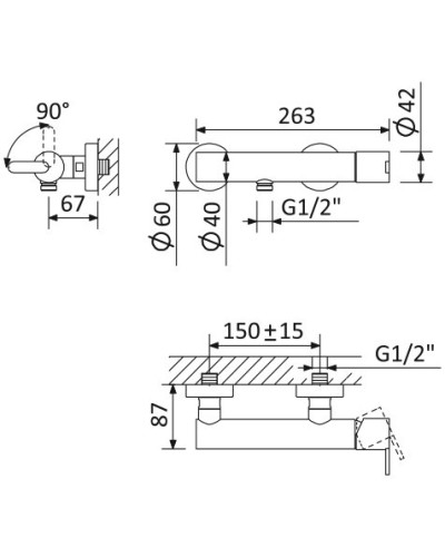 Смеситель для душа CEZARES LEAF-D-NOP