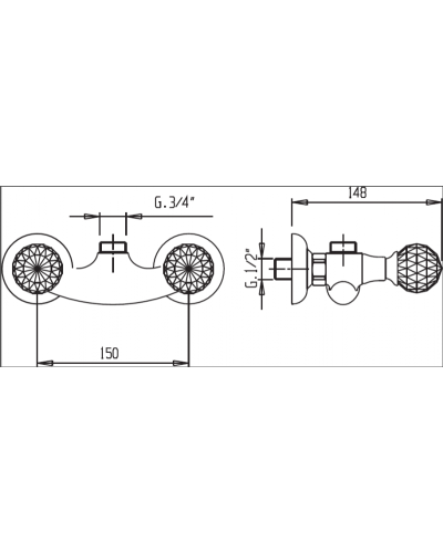 Смеситель для душа без шланга и ручного душа Cezares ATLANTIS-DS-03/24-Sw/M