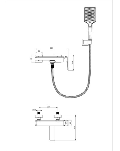 Смеситель для ванны с душем WONZON & WOGHAND, Хром (WW-88639011-CR)