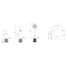 Смеситель на борт ванны Wonzon & Woghand, Брашированное золото (WW-88659008-BG)