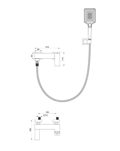 Смеситель для ванны с душем WONZON & WOGHAND, Хром (WW-88639016-CR)