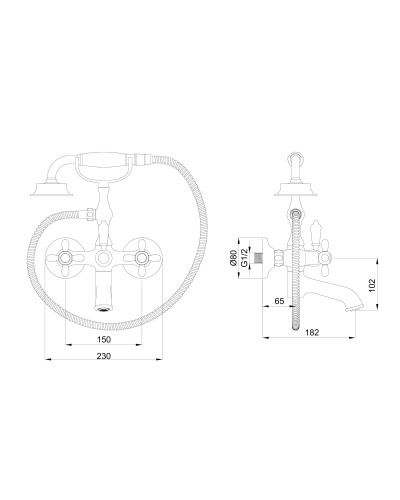 Смеситель для ванны с душем WONZON & WOGHAND, Хром (WW-88639020-CR)