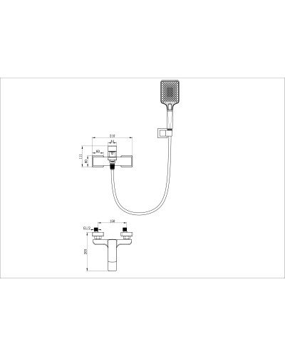 Смеситель для ванны с душем WONZON & WOGHAND, Хром (WW-88639003A-CR)