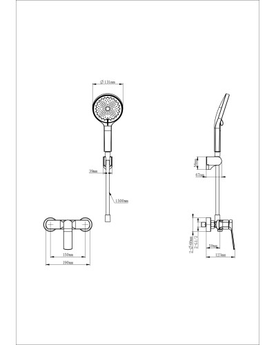 Смеситель для душа WONZON & WOGHAND, Белый матовый (WW-B2585-MW)