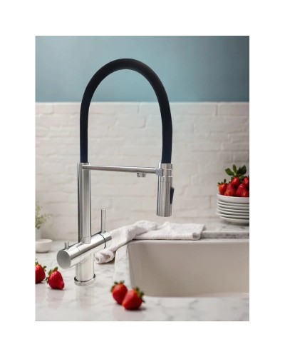 Смеситель для кухни AltroBagno Flusso AltroBagnoFlusso050201Ni с подключением к фильтру, с гибким изливом, никель