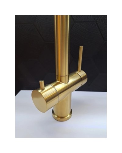 Смеситель для кухни AltroBagno Flusso AltroBagnoFlusso050202OrSp с подключением к фильтру, с гибким изливом, золотой матовый