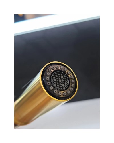 Смеситель для кухни AltroBagno Flusso AltroBagnoFlusso050202OrSp с подключением к фильтру, с гибким изливом, золотой матовый