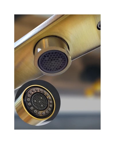 Смеситель для кухни AltroBagno Flusso AltroBagnoFlusso050202OrSp с подключением к фильтру, с гибким изливом, золотой матовый