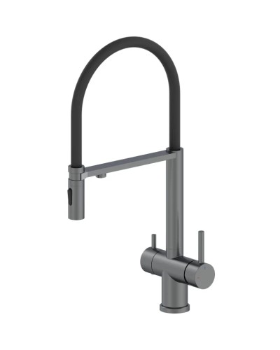 Смеситель для кухни AltroBagno Flusso Flusso AltroBagnoFlusso050203GrMt с подключением к фильтру, с гибким изливом, оружейная сталь