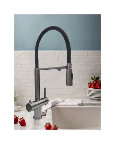 Смеситель для кухни AltroBagno Flusso Flusso AltroBagnoFlusso050203GrMt с подключением к фильтру, с гибким изливом, оружейная сталь