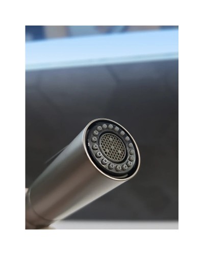 Смеситель для кухни AltroBagno Flusso Flusso AltroBagnoFlusso050203GrMt с подключением к фильтру, с гибким изливом, оружейная сталь