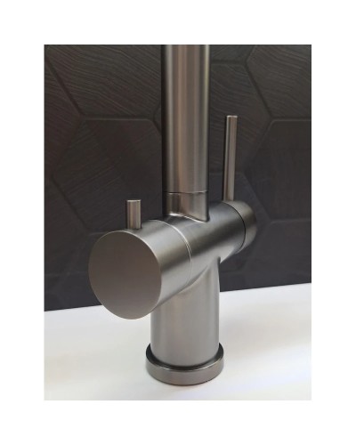 Смеситель для кухни AltroBagno Flusso Flusso AltroBagnoFlusso050203GrMt с подключением к фильтру, с гибким изливом, оружейная сталь