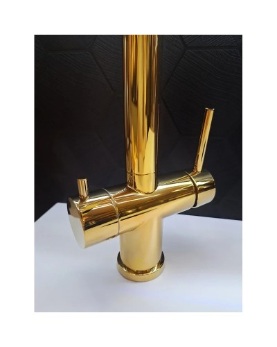 Смеситель для кухни AltroBagno Flusso AltroBagnoFlusso050205Or с подключением к фильтру, с гибким изливом, золотой