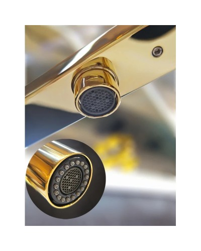 Смеситель для кухни AltroBagno Flusso AltroBagnoFlusso050205Or с подключением к фильтру, с гибким изливом, золотой