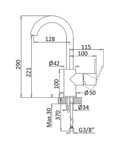 Смеситель для раковины Cezares LEAF-LSM-A-01-W0 Хром