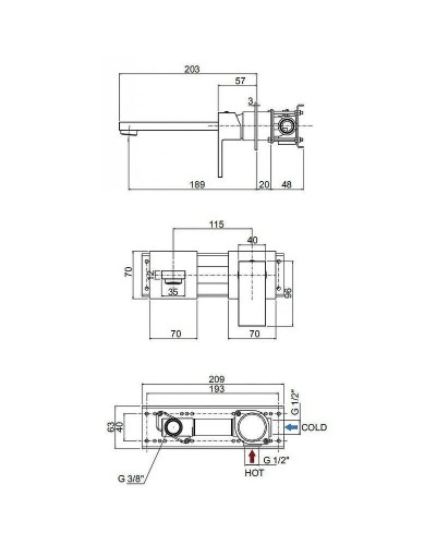 Смеситель для раковины Cezares UNIKA-BLI2-03/24 Золото 24 карат