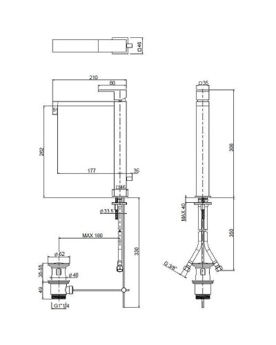 Смеситель для раковины Cezares UNIKA-LC-03/24-W0 Золото 24 карат