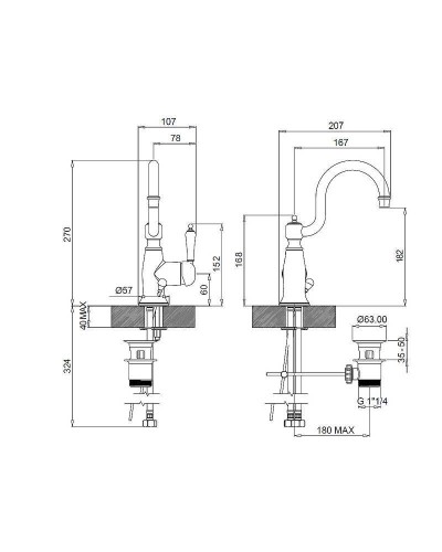 Смеситель для раковины Margaroli Classica RU1001AA01BR Бронза