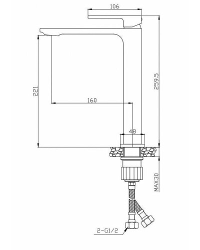 Смеситель для раковины BelBagno Luce LUC-LMC-ORO-W0 Золото