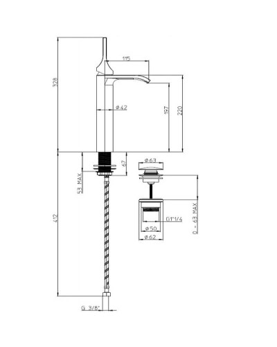 Смеситель для раковины Bossini Apice E89602.030 Хром