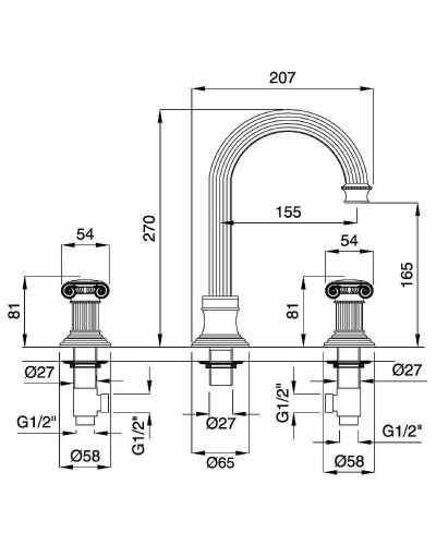 Смеситель для раковины Cezares Olimp BLS2-A OLIMP-BLS2-A-02-M Бронза