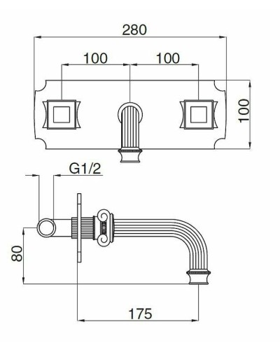 Смеситель для раковины Cezares Olimp BLS2 OLIMP-BLS2-03/24-O Золото 24 карат