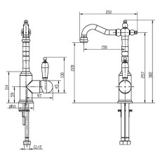 Смеситель для раковины Boheme Murano 282-MR-W Золото