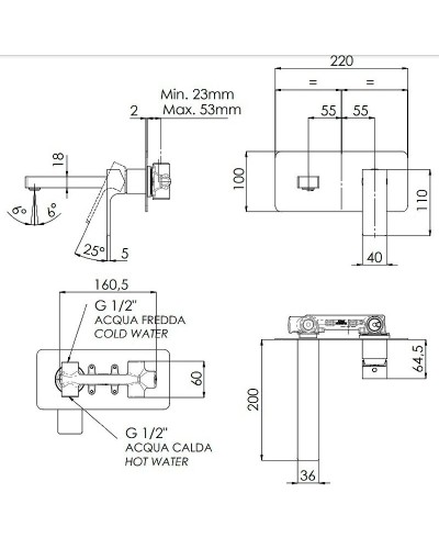 Смеситель для раковины Remer Absolute AU15NO Черный матовый