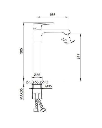 Смеситель для раковины Frap H71-6 F1071-26 Черный матовый