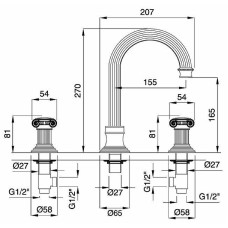 Смеситель для раковины Cezares Olimp BLS2-A OLIMP-BLS2-A-02-O Бронза