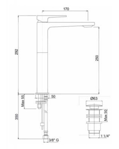 Смеситель для накладных раковин Cezares JUMP-LC-01-W0