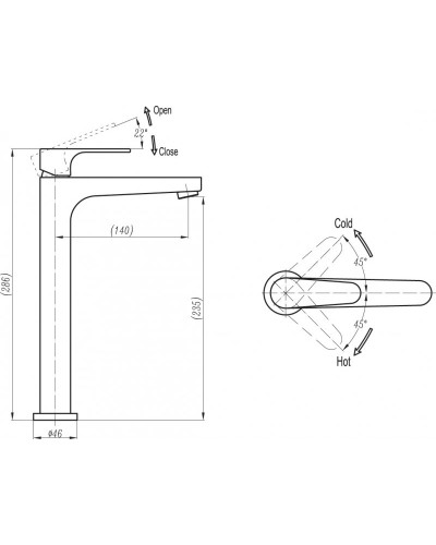 Смеситель для накладных раковин Cezares LACONICO-C-LC25-01-W0