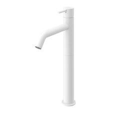 Смеситель для накладной раковины с тонкой ручкой с донным клапаном CEZARES LEAF-LC2-L-BIO белый матовый