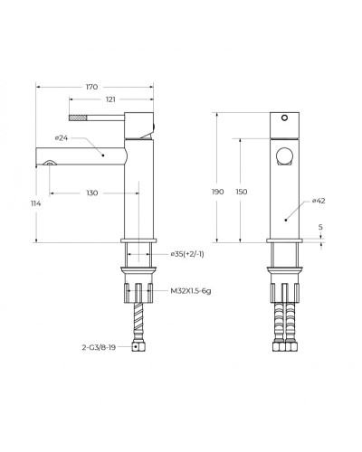 Смеситель для раковины с донным клапаном CEZARES RELAX-LS2-IN